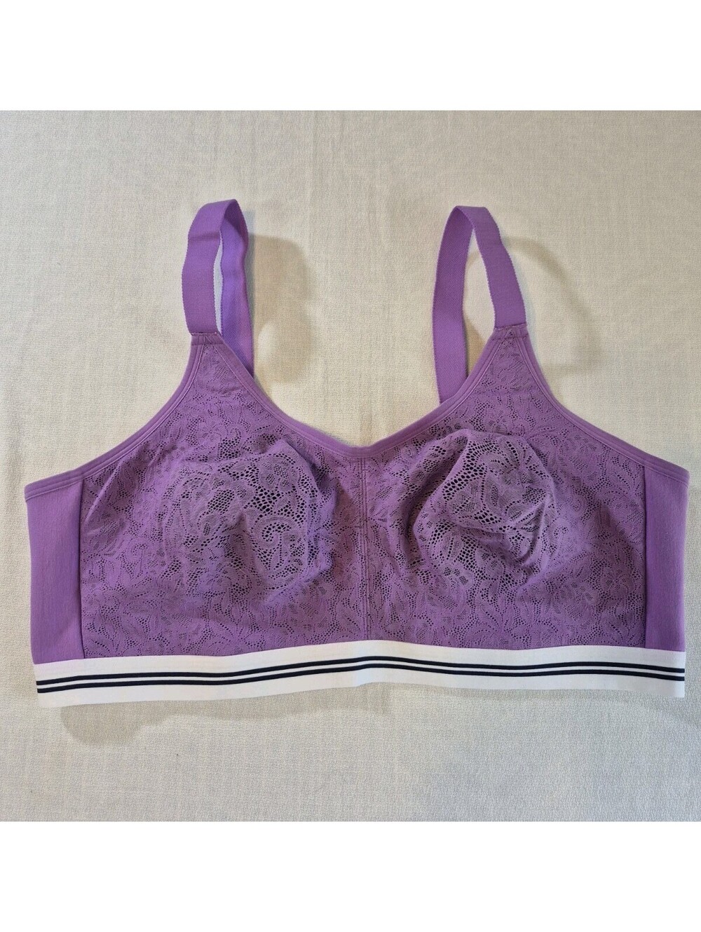 Cacique Unlined Full Coverage No Wire Bra 44DD Cotton Blend Soft Cup Purple